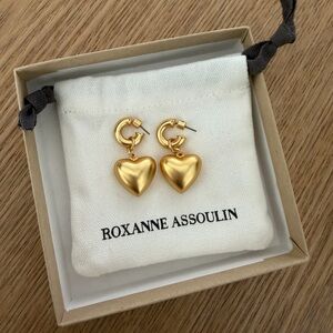 Roxanne Assoulin Shiny Gold Heart Earrings